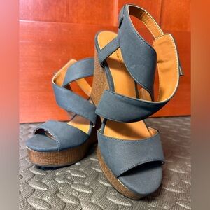 💚 Indigo 4 Inch Wedge Strappy Sandals